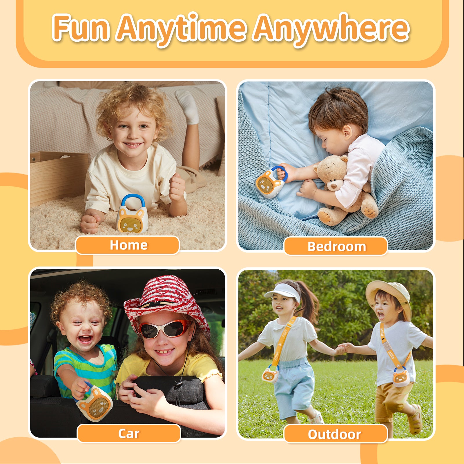 alilo Pocket Bunny Portable Toddler Music Player for Ages 3-8, Preloaded 120+ Stories, Songs, Lullabies, White Noise, with Strap & Ring, Hi-Fi Sound