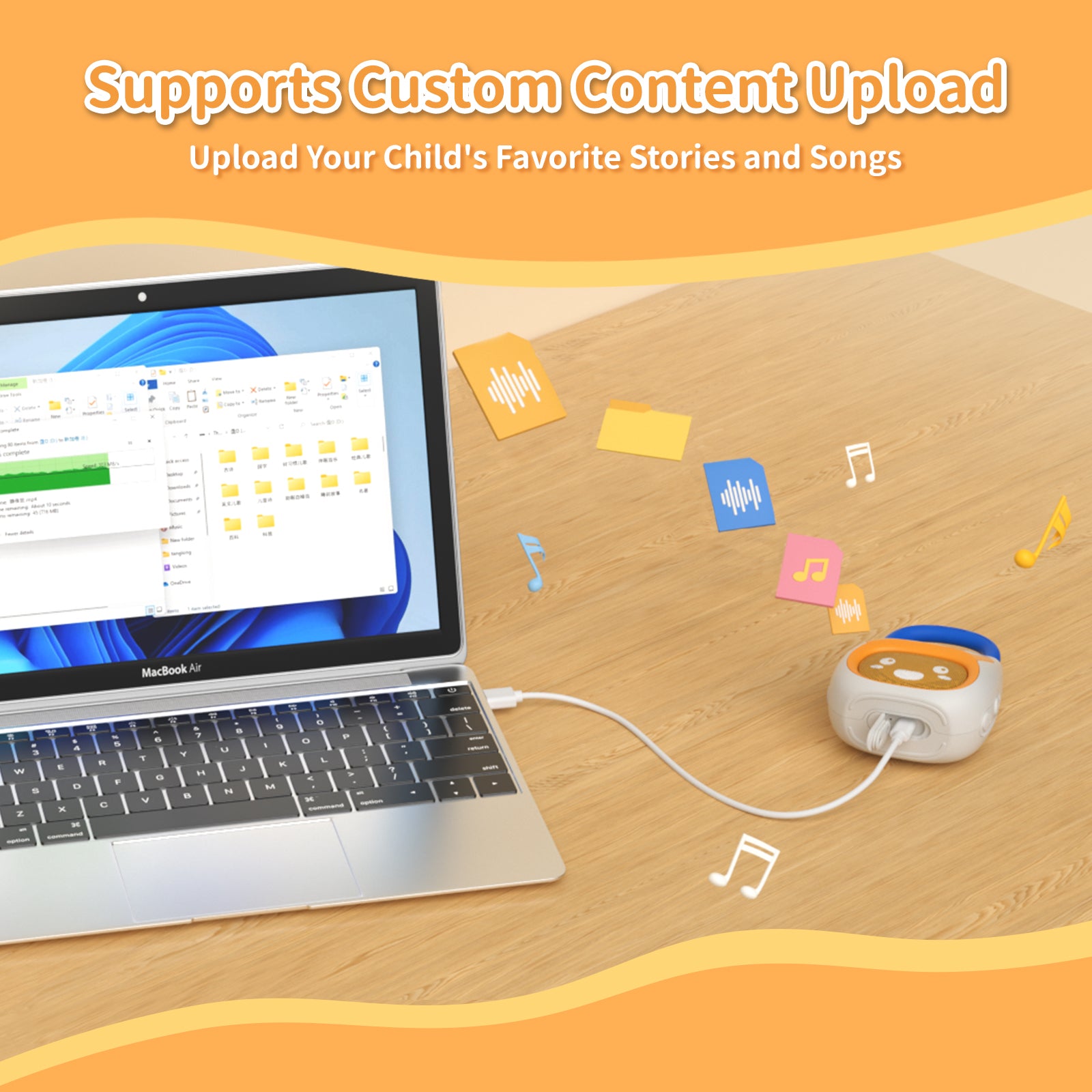 alilo Pocket Bunny Portable Toddler Music Player for Ages 3-8, Preloaded 120+ Stories, Songs, Lullabies, White Noise, with Strap & Ring, Hi-Fi Sound