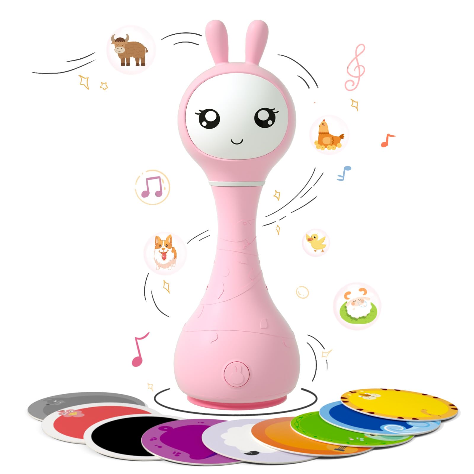 alilo Sonajero Musical para Bebés 0-12 Meses, Juguete con Luz, 66 Sonidos, 15 Canciones, 13 Cuentos, 5 Canciones de Cuna, Ruido Blanco, Reconocimiento de Colores