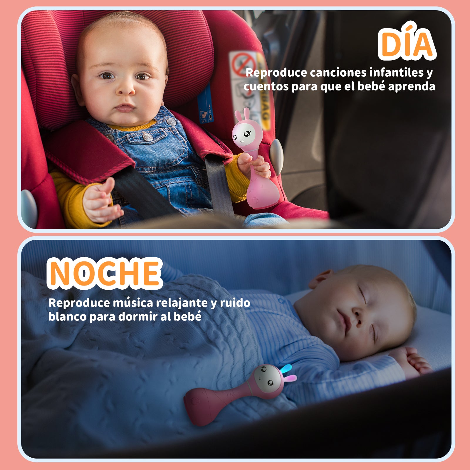 alilo Sonajero Musical para Bebés 0-12 Meses, Juguete con Luz, 66 Sonidos, 15 Canciones, 13 Cuentos, 5 Canciones de Cuna, Ruido Blanco, Reconocimiento de Colores